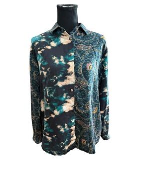 Johnny Was Vintage Silk Shirt Women's Size Small colorful